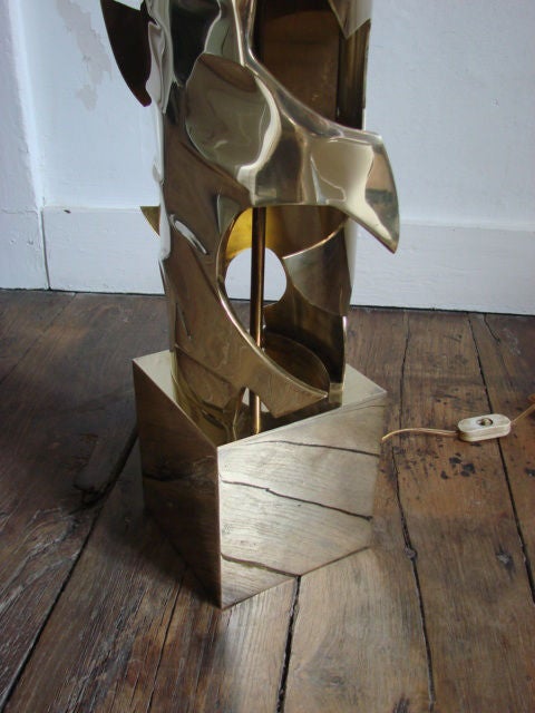 Pair of Signed Willy Daro Sculptural Bronze Torchieres