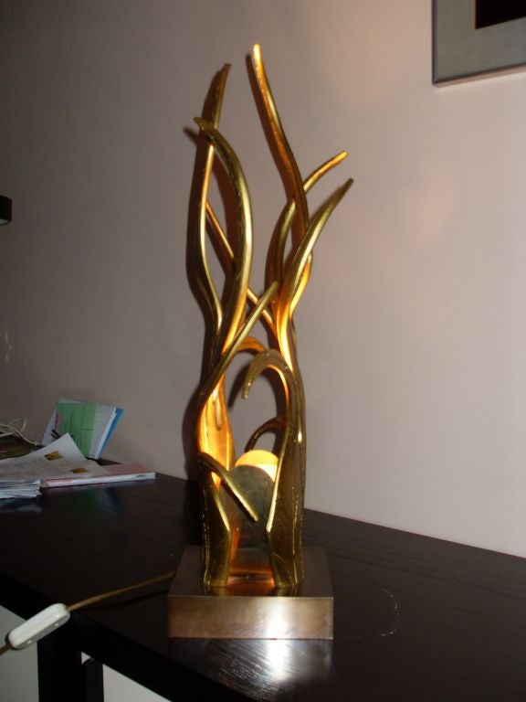 Signed Willy Daro Gilt Bronze Torchiere