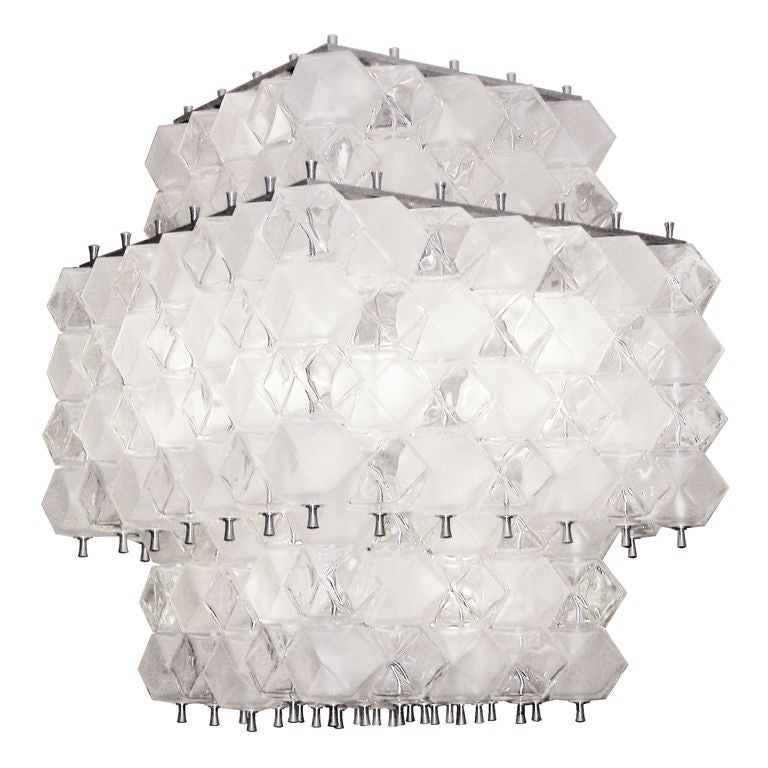 3 Tiered Murano Glass And Nickel Chandelier