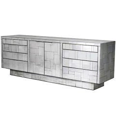 Signed Paul Evans Chrome Cityscape Credenza