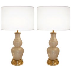 Pair of Murano Smoky Topaz Glass Lamps