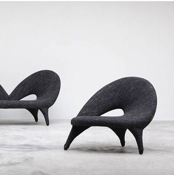 Swedish Pair of Arabesk Lounge Chairs by Folke Jansson