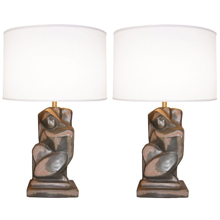 Pair of Marianna Von Allesch Ceramic Figural Lamps