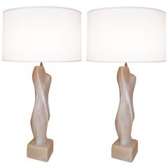 Pair of Abstract Figural Ceramic Lamps