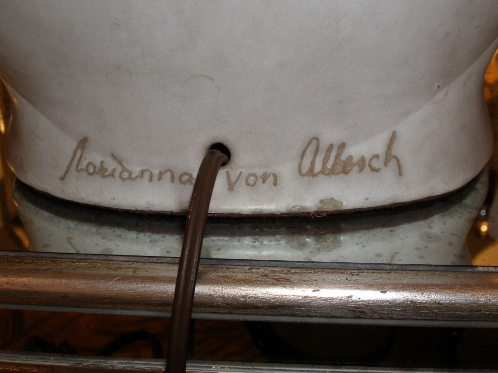 Pair of Signed Marianna Von Allesch Ceramic Lamps