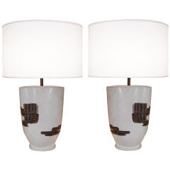 Pair of Signed Marianna Von Allesch Ceramic Lamps