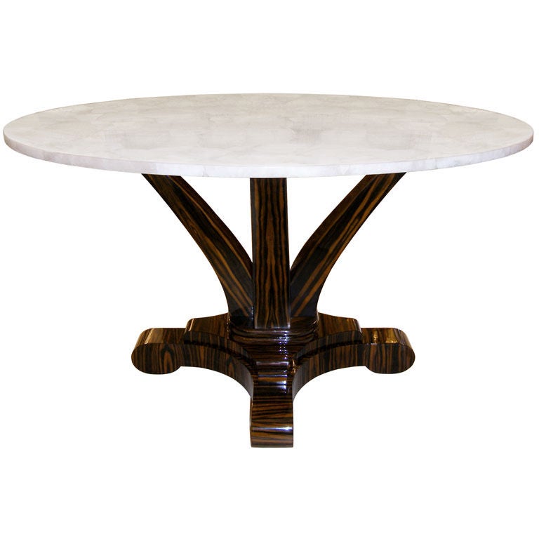 Delfine Macassar Ebony Table with Rock Crystal Top For Sale