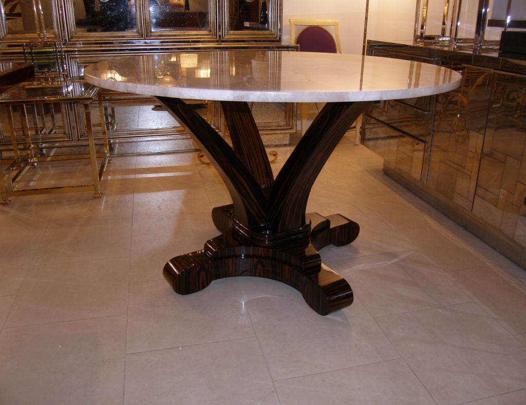 Contemporary Delfine Macassar Ebony Table with Rock Crystal Top For Sale