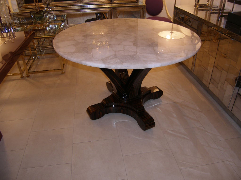 Delfine Macassar Ebony Table with Rock Crystal Top For Sale 1