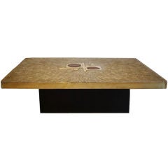 Etched Bronze & Agate Coffee Table by Fernand Dresse