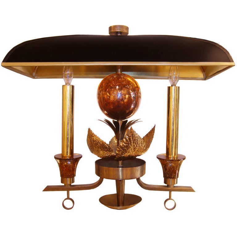 French Bronze Sconce with Shade, circa 1940s For Sale