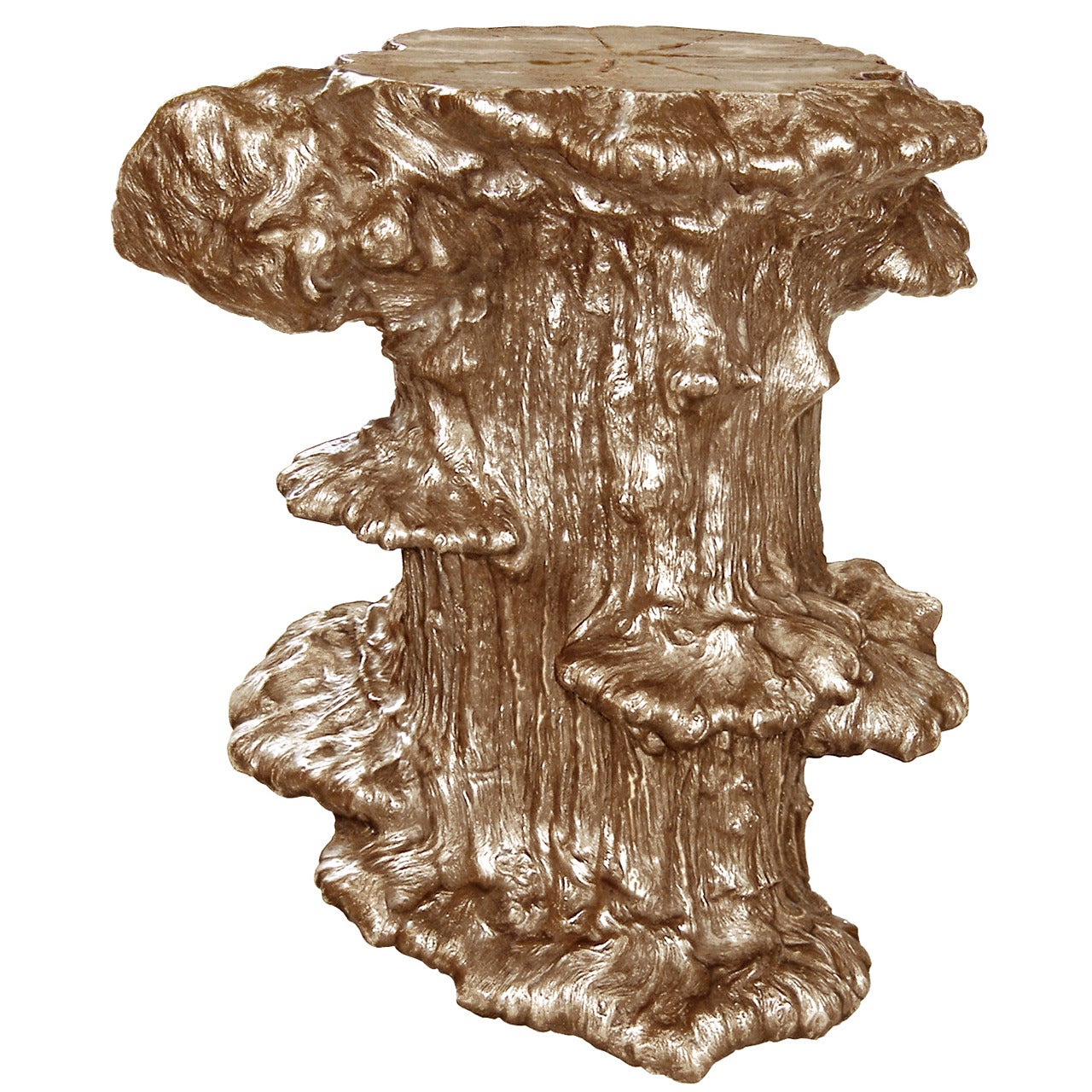 Cast Bronze Burled Side Table For Sale