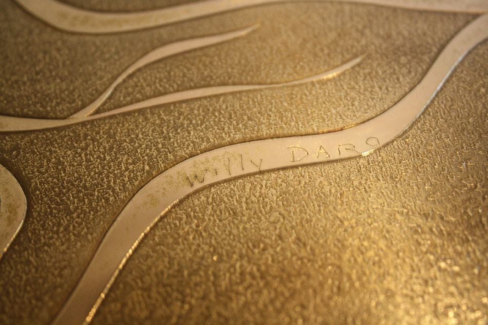 Signed Willy Daro Etched Bronze Coffee Table im Zustand „Hervorragend“ im Angebot in New York, NY