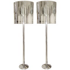 Pair of Stainless Steel Floor Lamps