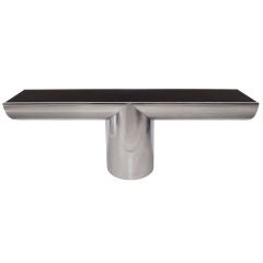 Stainless Steel and Black Glass Console Table by J. Wade Beam