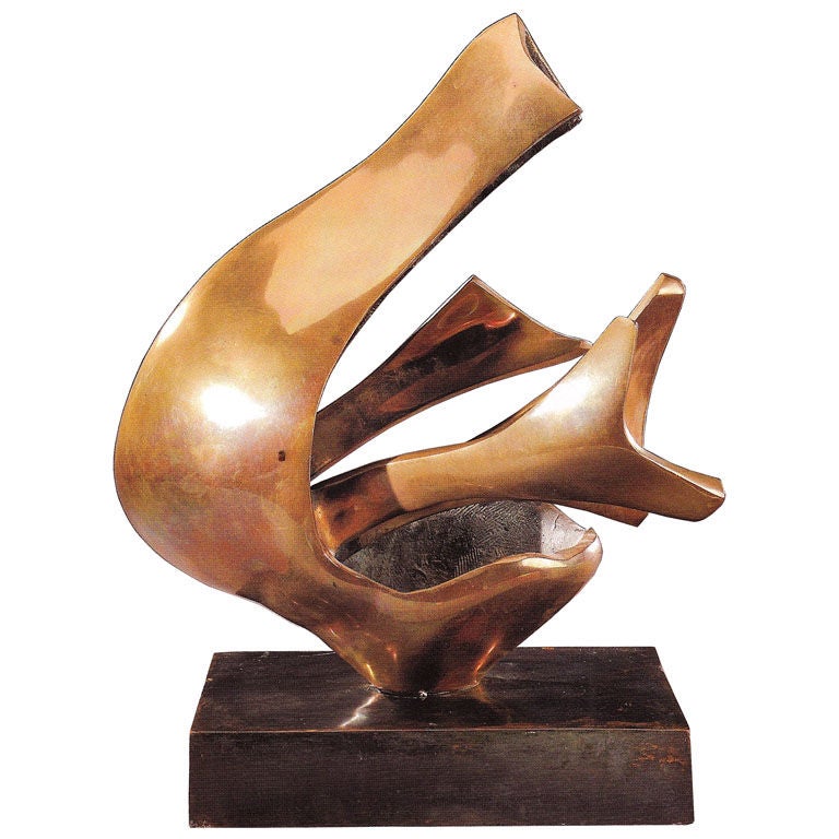 Fred Brouard Abstract Gilded Bronze Sculpture For Sale