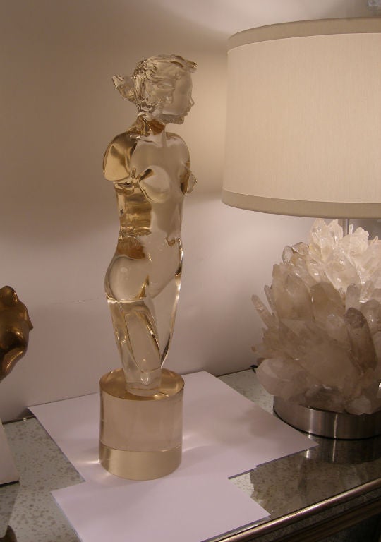 Italian Signed Lorendano Rosin Female Nude Glass Sculpture For Sale