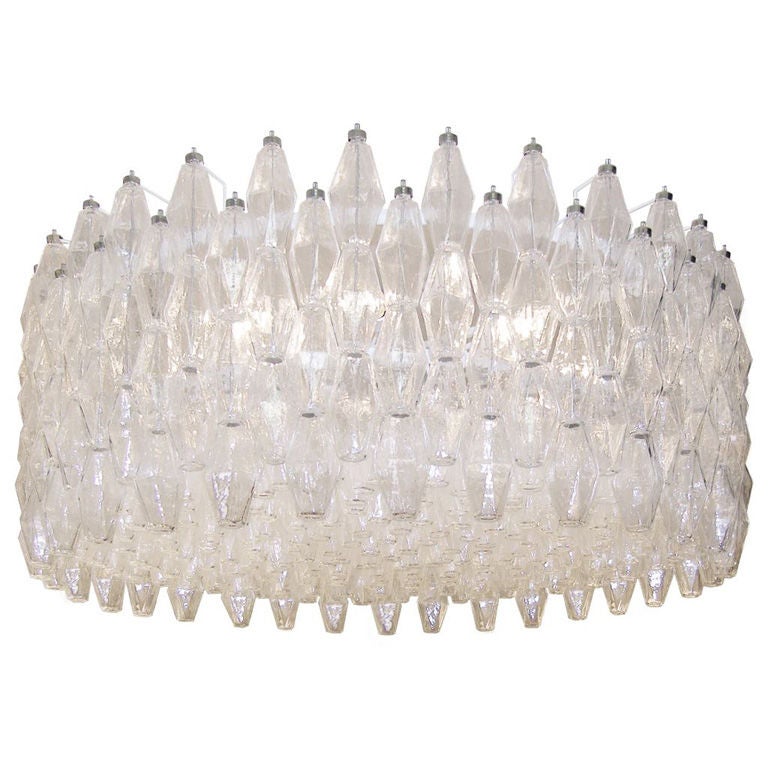Venini Clear Glass Polyhedral Chandelier For Sale