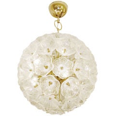 Murano Glass & Brass Flower Ball Chandelier