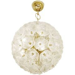 Murano Glass & Brass Flower Ball Chandelier