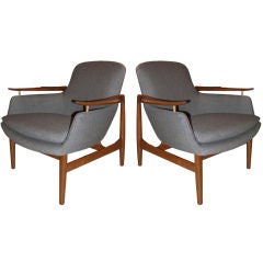 Pair of Finn Juhl NV53 Lounge Chairs C. 1953