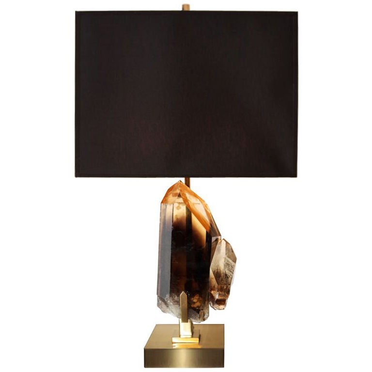 Willy Daro Smoky Rock Crystal and Bronze Lamp