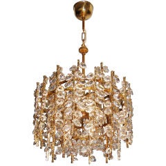 Gilt Brass and Crystal Chandelier Attributed to J. 
L. Lobmeyr