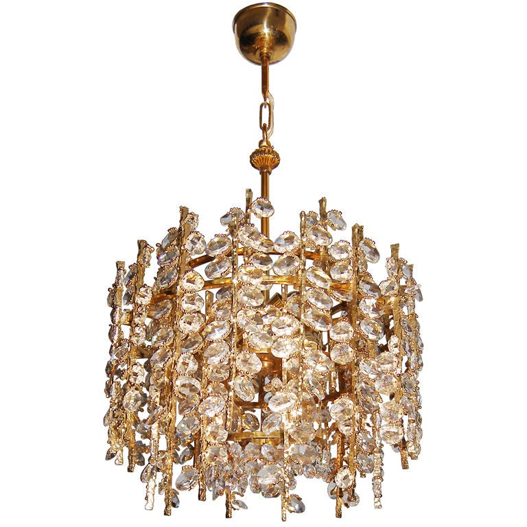 Gilt Brass and Crystal Chandelier Attributed to J. & L. Lobmeyr