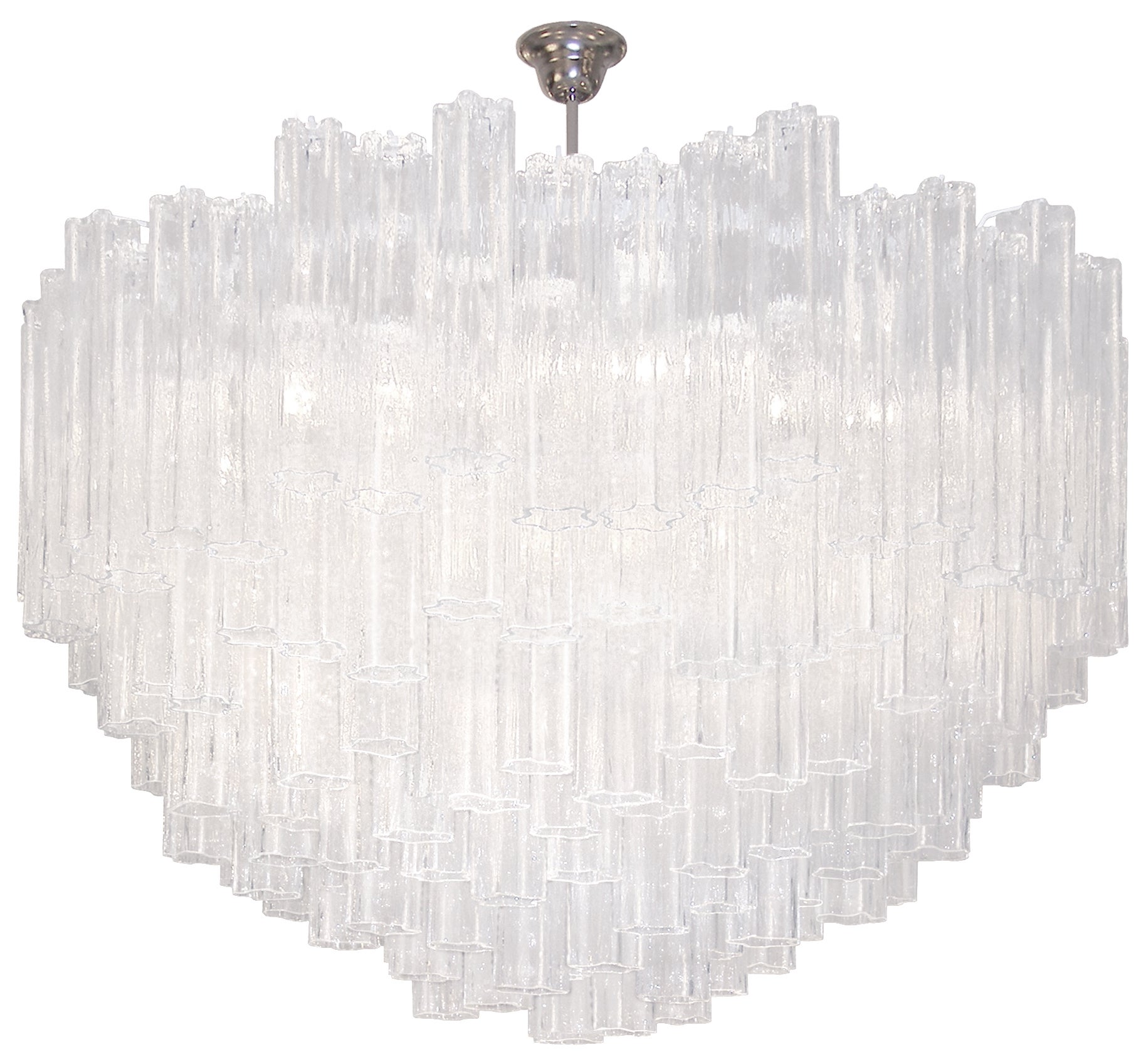 Venini Textured Tubular Clear Glass Chandelier For Sale