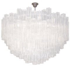 Venini Textured Tubular Clear Glass Chandelier