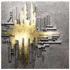 Cast Aluminum and Glass Illuminated Wall Sculpture by Poliarte 8