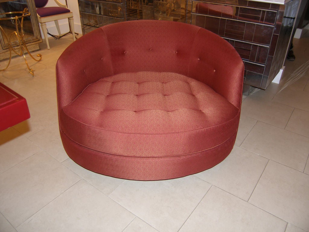 American Large Tufted Swivel Lounge Chair by Milo Baughman
