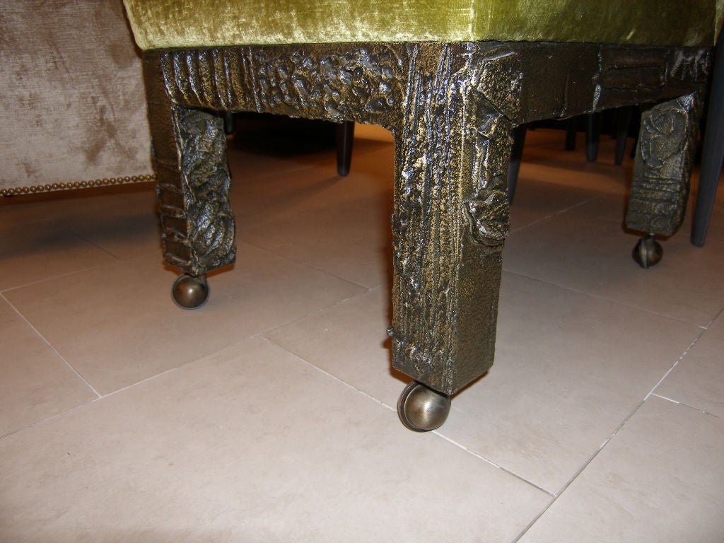 Late 20th Century Set of Six Signed Paul Evans Sculpted Bronze Dining Chairs For Sale