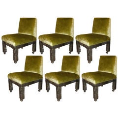 Set of Six Signed Paul Evans Sculpted Bronze Dining Chairs