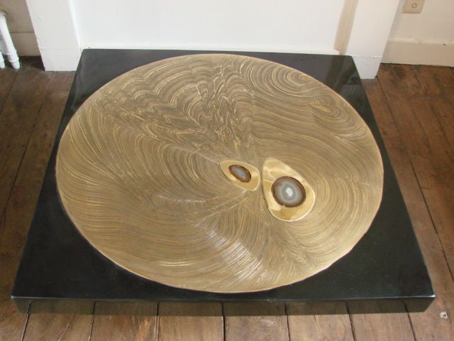 Black Resin and Etched Bronze Coffee Table By Jean Claude Dresse 2