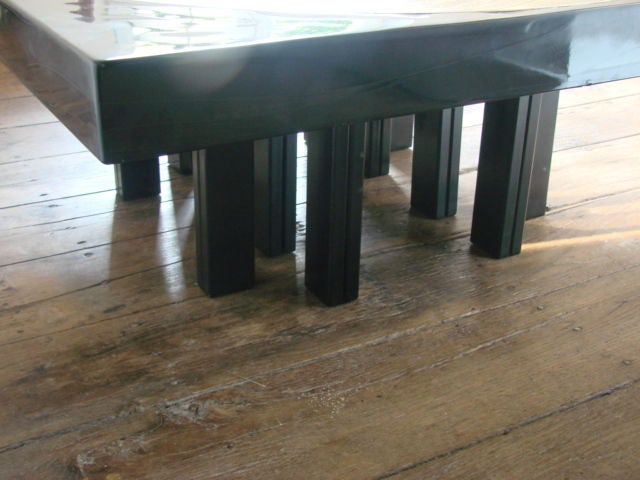 Black Resin and Etched Bronze Coffee Table By Jean Claude Dresse 3
