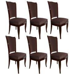Set of 6 French High Back Walnut Dining Chairs 5