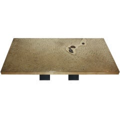 Signed Etched Bronze Coffee Table by Jean Claude Dresse