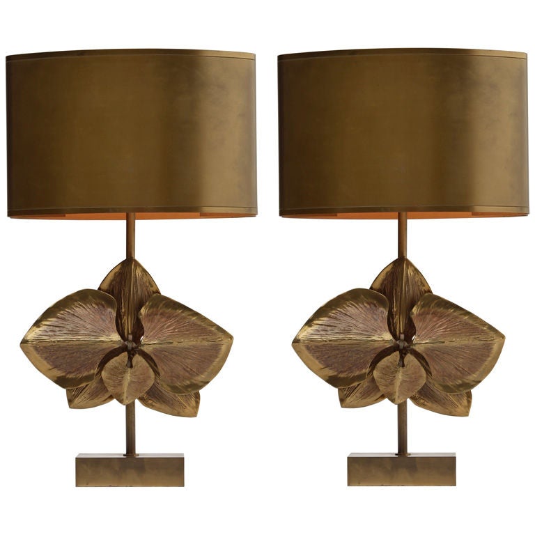 Pair of Signed Maison Charles Bronze Lamps For Sale