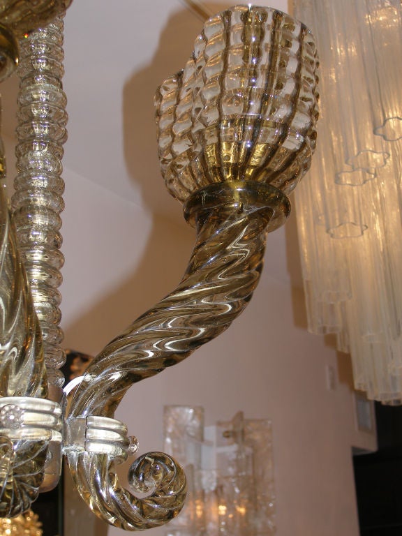 Early Barovier Smoky Topaz Three-Arm Chandelier For Sale 1