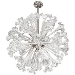 Vintage Murano Nickel and Glass Flower Chandelier