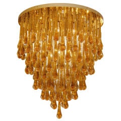 Barovier & Toso Large Amber Glass Teardrop Chandelier 10