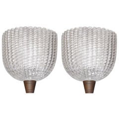 Pair of Barovier Fluted Glass Sconces