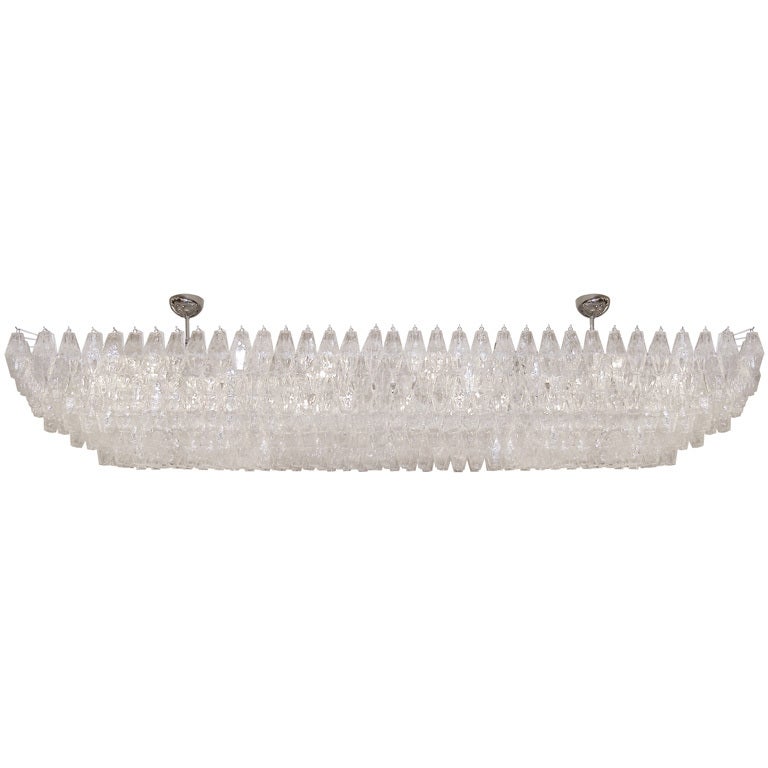 Venini Clear Glass Polyhedral Chandelier For Sale