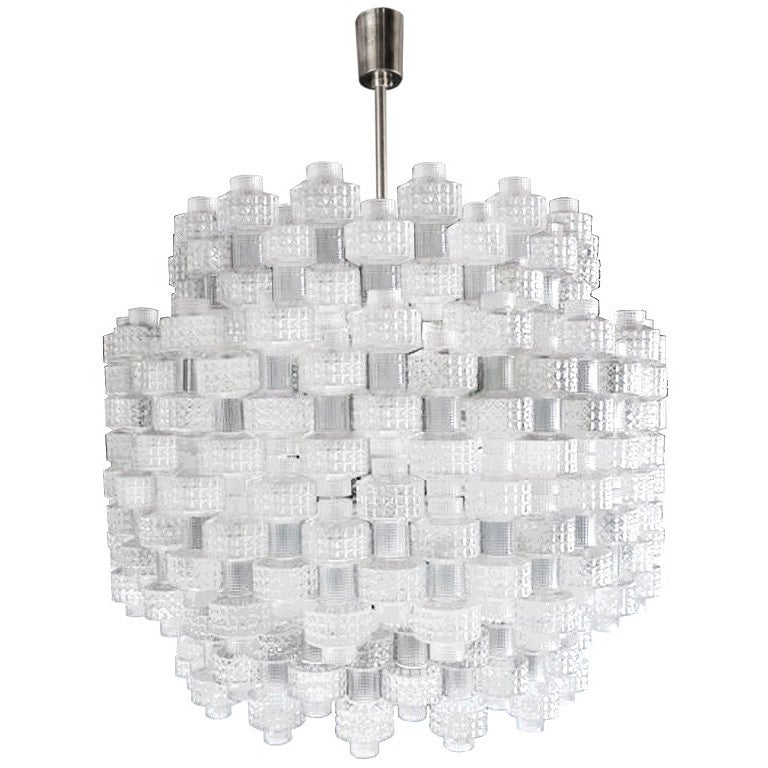 Carl Fagerlund for Orrefors Glass Chandelier For Sale