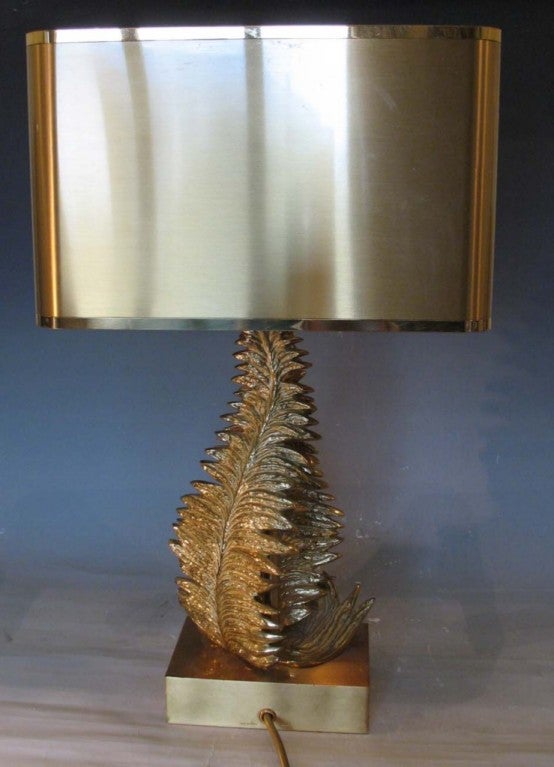 French Signed Maison Charles Bronze Fern Lamp
