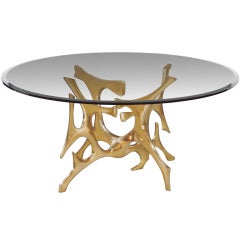 Base de table à manger abstraite en bronze doré signée Fred Brouard