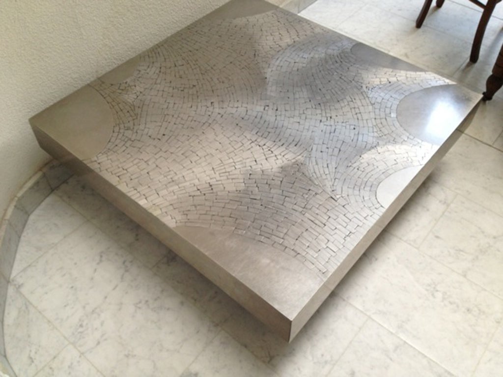 20th Century Signed Stainless Steel Coffee Table by Jean Claude Dresse