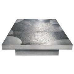 Signed Stainless Steel Coffee Table by Jean Claude Dresse