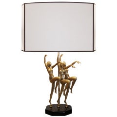 French Bronze Lamp withThree Dancing Figures